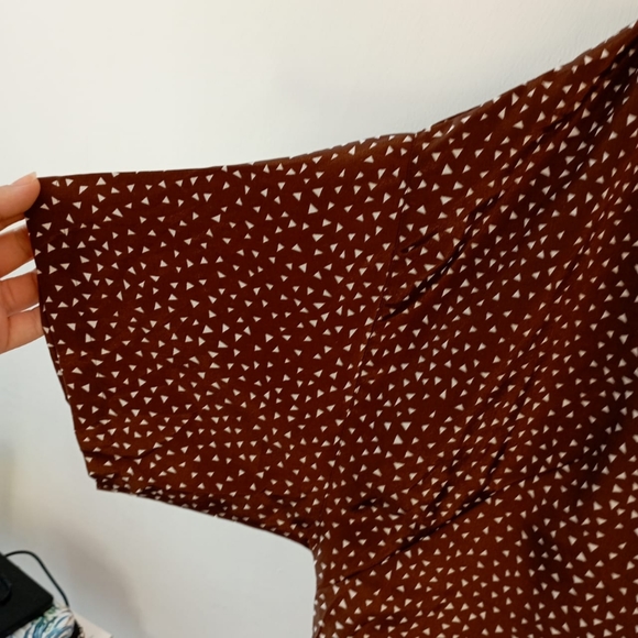 Brown Satin Oversized Plus Shirt - Picture 9 of 13